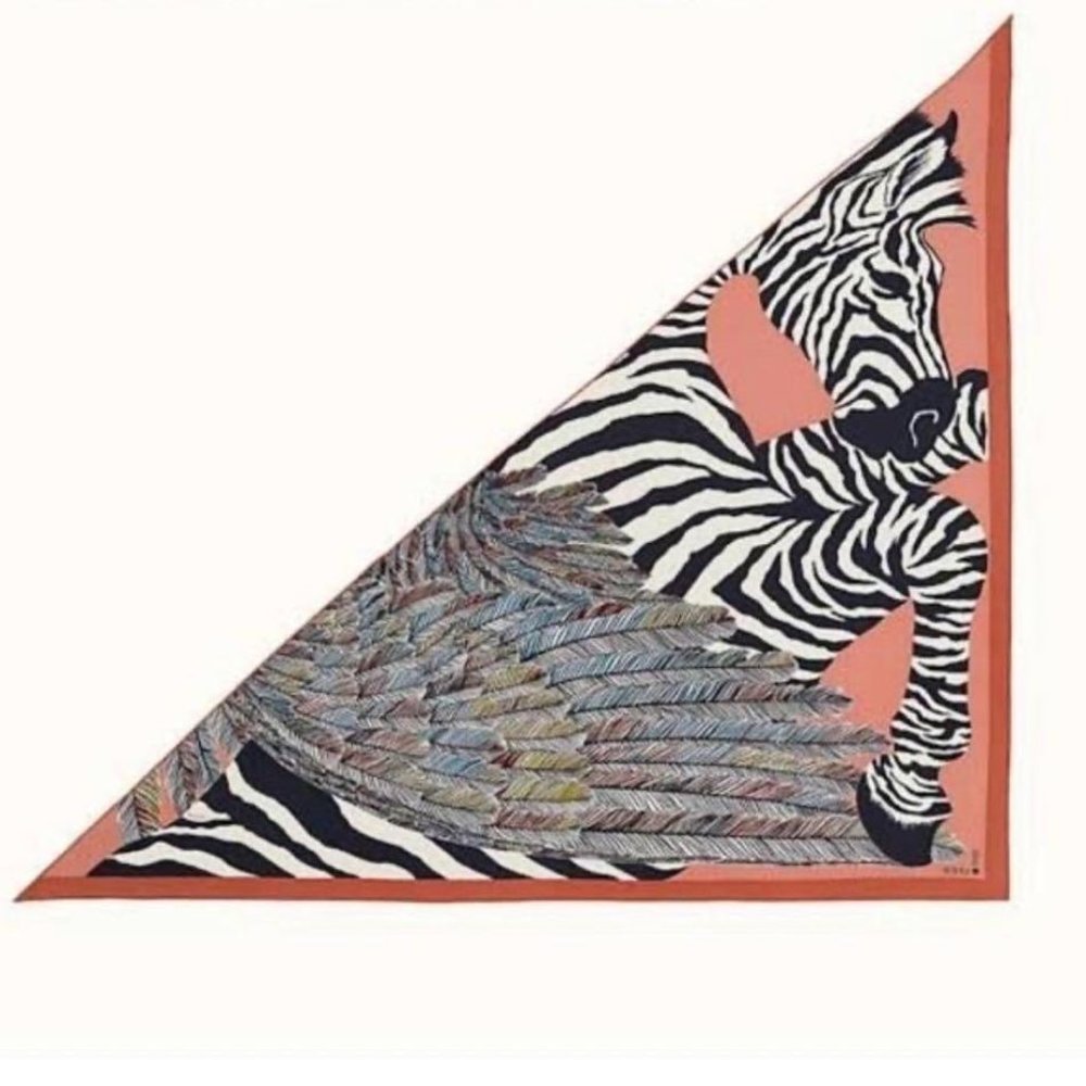 Hermes Zebra Pegasus cashmere giant triangle shawl